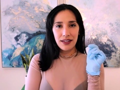 Brunette solo darling masturbating at home