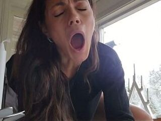 Hawt mother i'd like to fuck gets her vagina and booty stretched by a vibrator used by the delivery dude