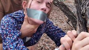 Pretty Slim Submissive Babe Gets Fucked Mercilessly Hard In Her Mouth & Twat In the Forest