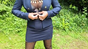 Hot french milf wife with big natural tits stripping outdoors on her lunch break - naughty exhibitionist public show off