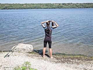 Voyeur Bare natural camp angel # Nudism n Wild Camping at cold scandinavian lake