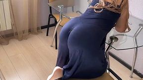 Curvy milf lifts foot on table teasing stepson for deep anal fuck