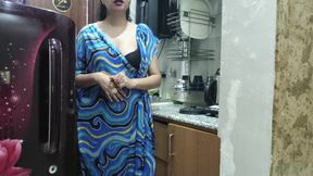 Indian stepmom watches and enters her stepson's Kitchen to fuck him.