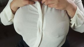 The office messenger looks at my big tits, I get turned on and touch my pussy and ass for him.