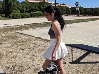 Neighbour On Roller Skates Has PUBLIC Sex In The Car