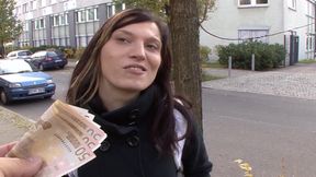 Picked up German babe rides dick until a facial