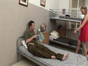 Military fucks horny older woman in the barracks