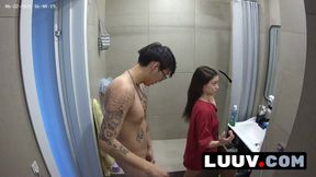 LUUV. Nude students in the shower on a home camera